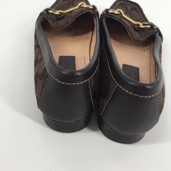 Coach Eve Horsebit Monogram Logo Driver Loafers 6.5 B Womens Brown Gold Slip On - Picture 6 of 11